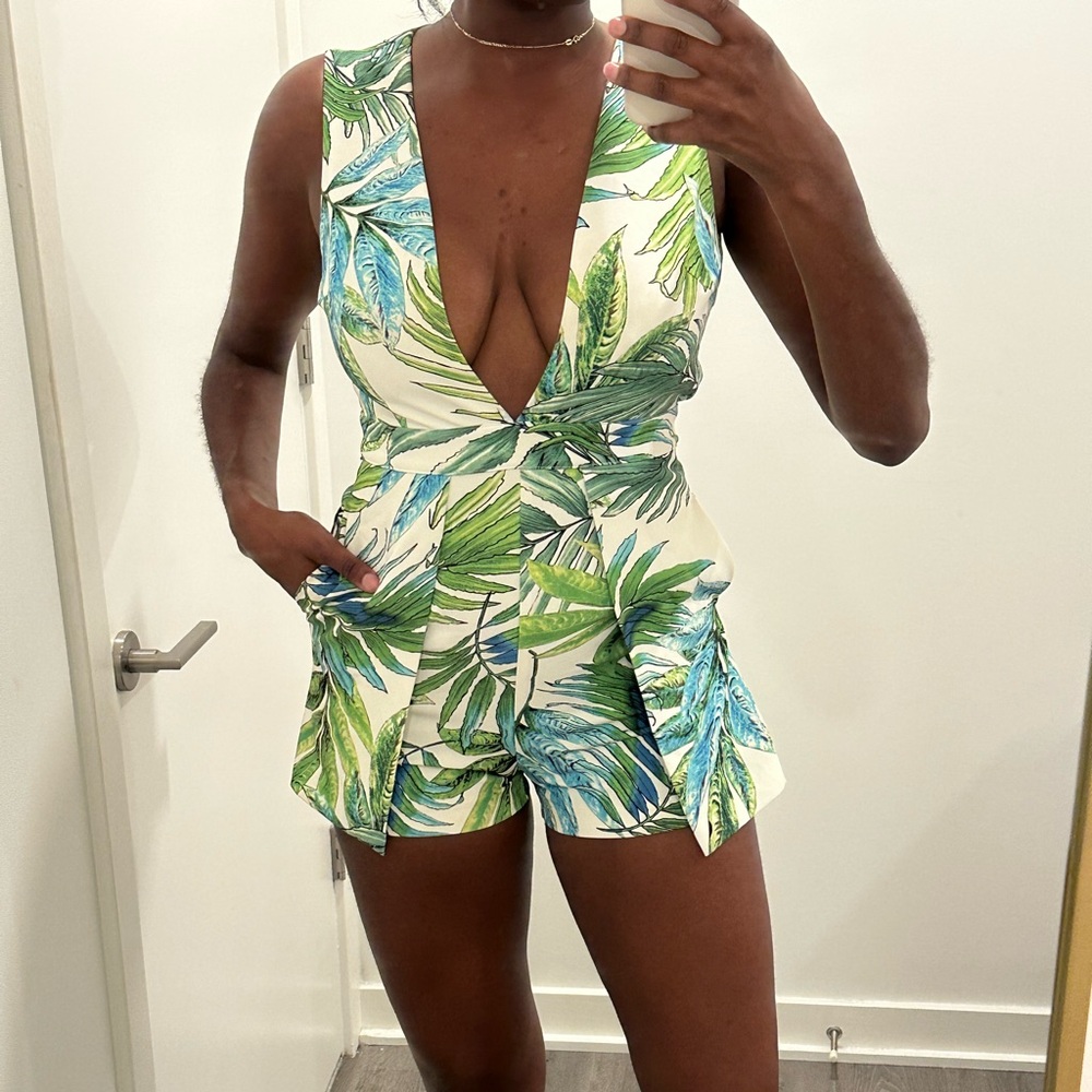 Lucy Paris Green and White Romper